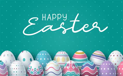 Happy Easter Green Background With Colorful Eggs 1012916 Vector Art At