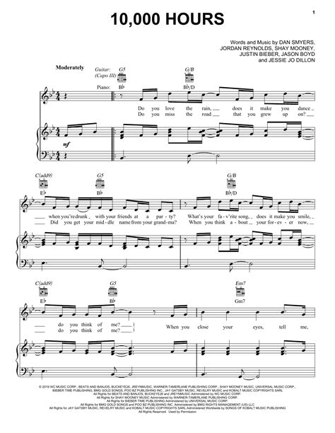 Dan Shay And Justin Bieber 10000 Hours Sheet Music Pdf Notes Chords Pop Score Big Note