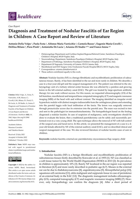 Pdf Diagnosis And Treatment Of Nodular Fasciitis Of Ear Region In