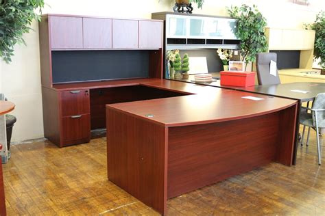 Warren Series American Cherry New U Shaped Laminate Executive Desk With