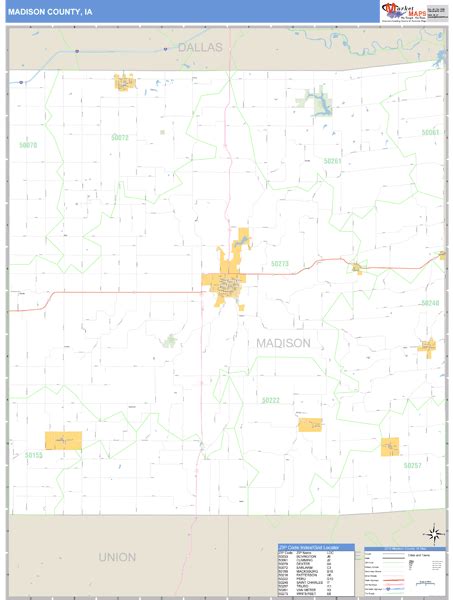 Madison County Iowa Zip Code Wall Map