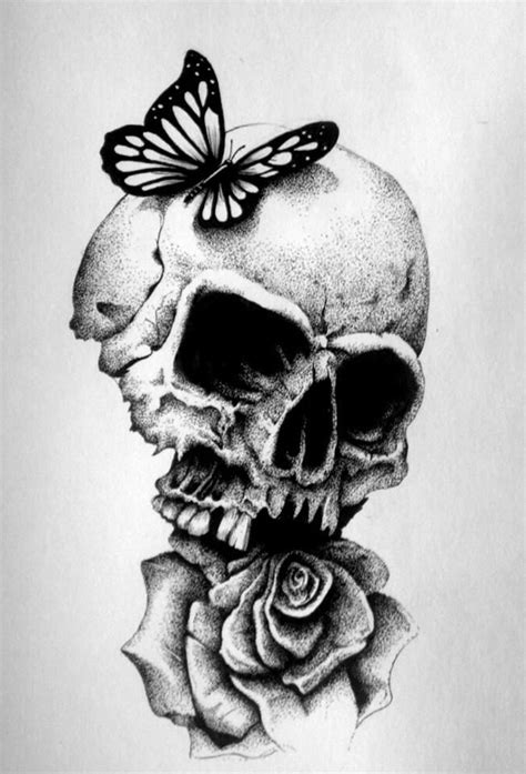 Skull Drawing With Roses