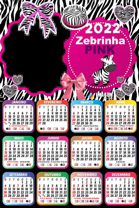 Calendario 2022 Zebrinha Pink Moldura Png Imagem Legal Images Gambaran