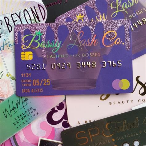 Modern and stylish, plastic business cards display innovation and a futuristic feel. Unique Business Cards!!! Holographic GOLD Foil Credit Cards that we designe… | Beauty business ...