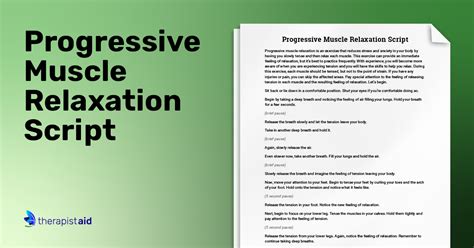 Progressive Muscle Relaxation Worksheet