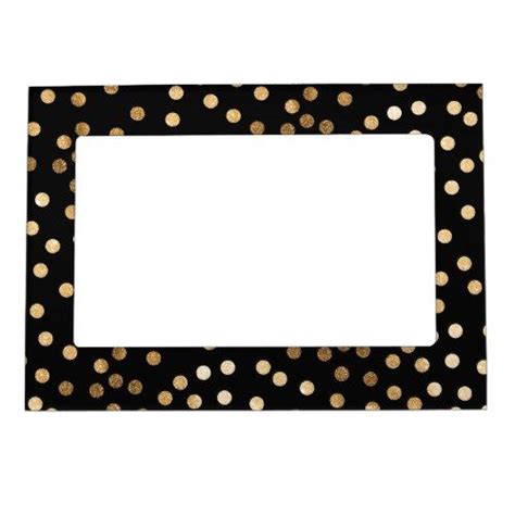 Black And Gold Glitter Dots Magnetic Photo Frame