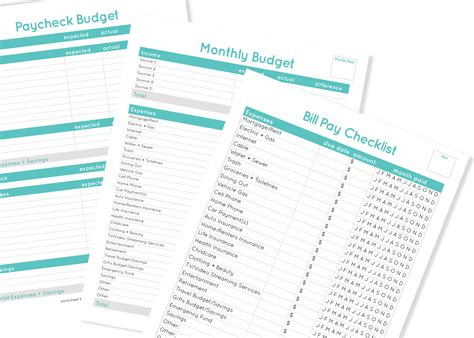 Budgeting worksheets — hayley fiser