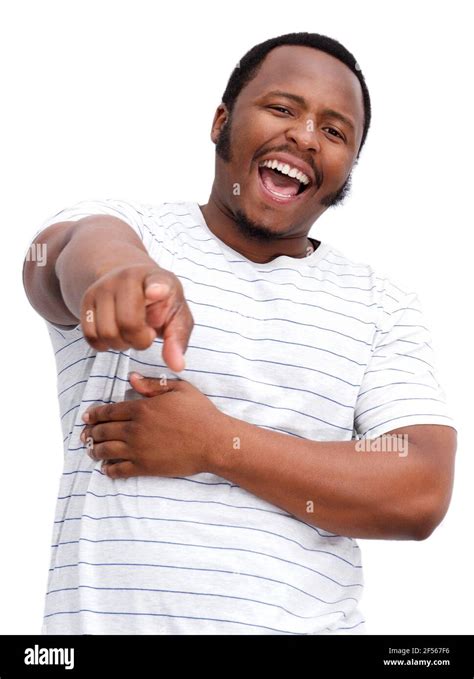 Portrait Of Black Guy Laughing And Pointing Finger Stock Photo Alamy