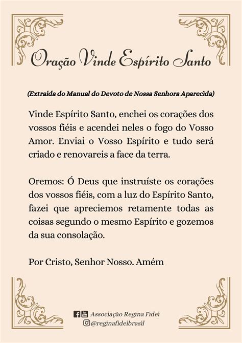 Oração Vinde Espírito Santo Catequese