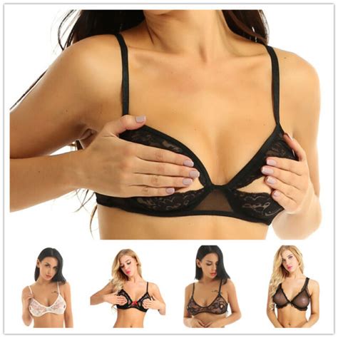 Women Hollow Out Lace Bralette Bra Open Cup Bustier Lingerie Nightwear