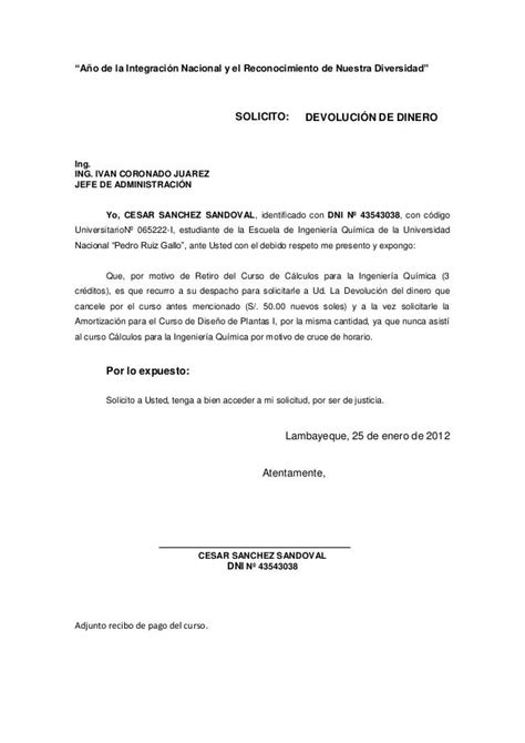 Modelo Carta Para Solicitar Reembolso Dinero Creditoexney