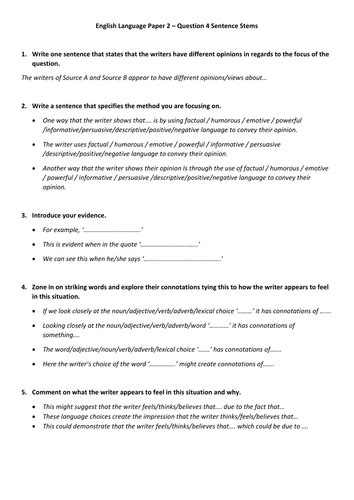 aqa english language paper  question  essay structure teaching resources