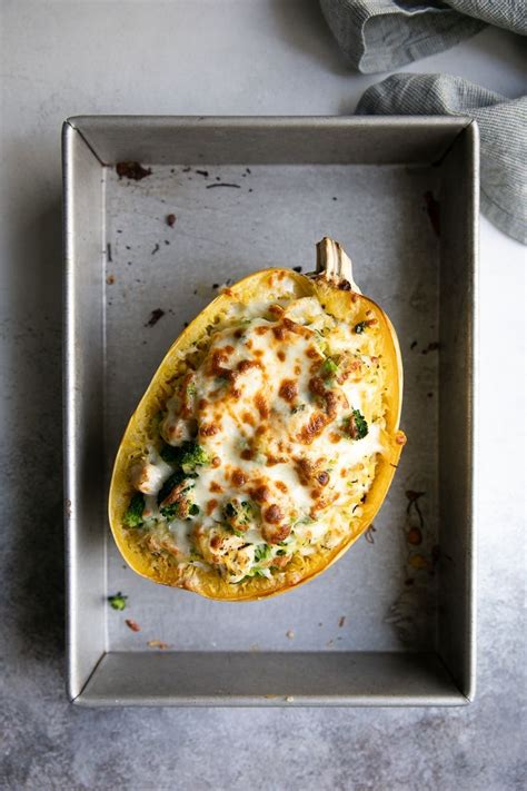 Chicken And Broccoli Stuffed Spaghetti Squash The Forked Spoon