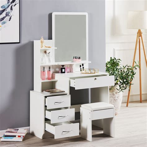 A dressing table, chair, and lights are all you need to create a comfortable makeup area in your home and add a new sensation to interiors design. Modern Dressing Table Stool Bedroom Vanity Set Makeup Desk ...