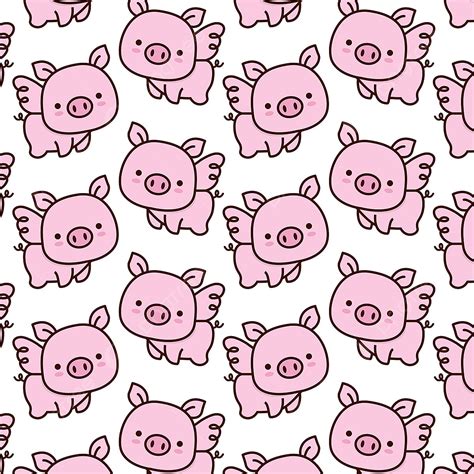 Cute Baby Pig Pattern With Wings Vector Pig Pattern Cute Png And