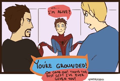Tony stark acting as peter parker's parental figure. tony stark Steve Rogers peter parker superhusbands ...
