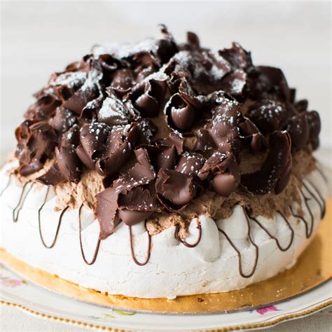 Refrigerate 4 hours or until filling has set. Chocolate Vacherin Meringue shell filled with chocolate ...