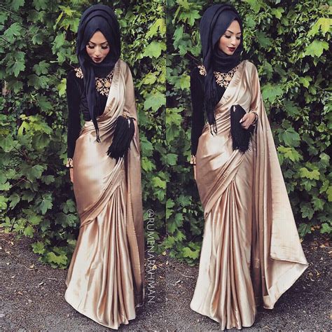 Desi Hijabi Saree With Hijab Velvet Blouses Wedding Hijab Styles