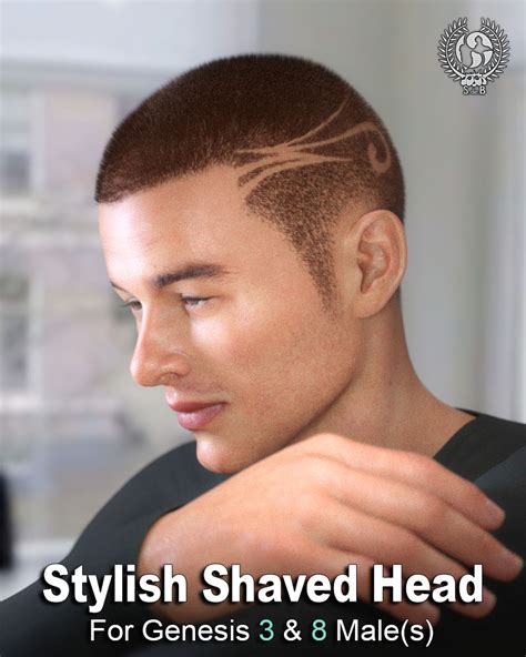 Stylish Shaved Hair For Genesis 3 And 8 Males Daz 3d