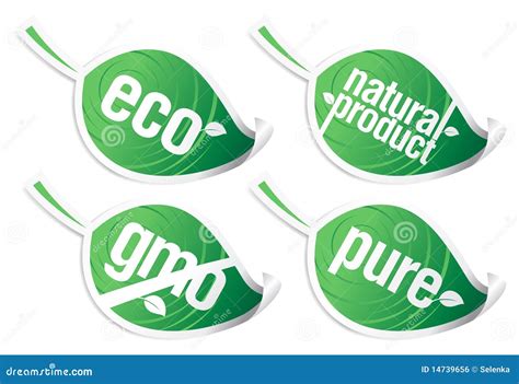 Ecology Product Stickers Gmo Free Stock Vector Illustration Of