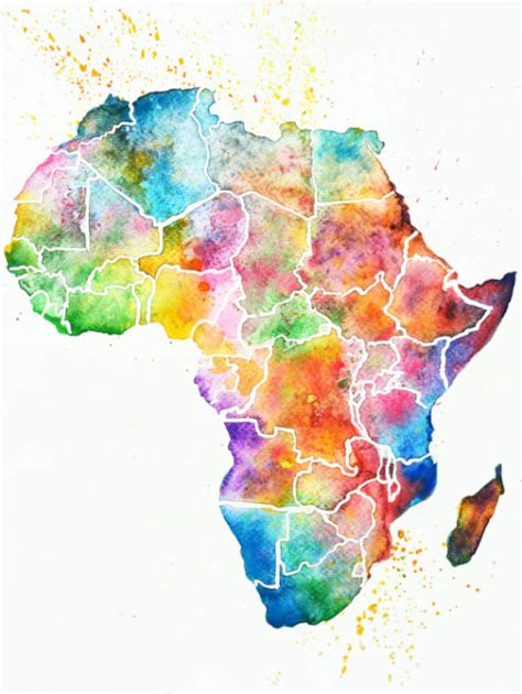 Africa Watercolor Map Art Print Abstract Art Wall Art Home Etsy