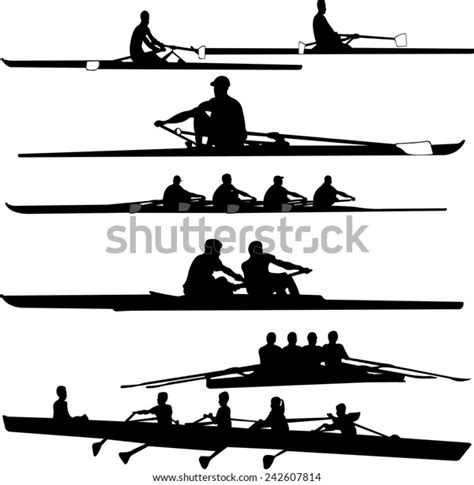 Rowing Collection Silhouettes Vector Stock Vector Royalty Free 242607814