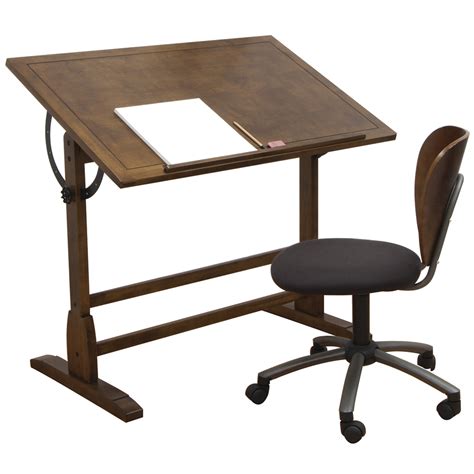 Studio Designs Vintage Wood Drafting Table Rustic Oak 42
