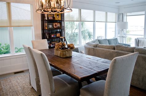 Beach pillows, coastal lighting, beach house rugs, and coastal wall décor and accessories all help to bring. Reclaimed Dining Table/ OBA Project - Beach Style - Dining ...
