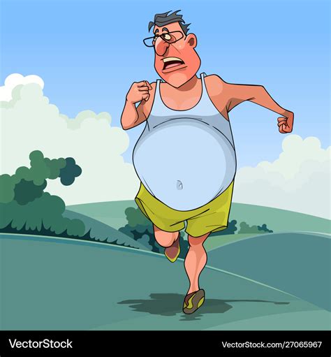 Fat Man Running Cartoon