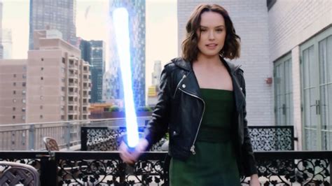 Star Wars Actress Daisy Ridley Shows Off Her Lightsaber Skills While