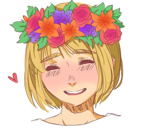 Brown Hair Anime Girl With Flower Crown