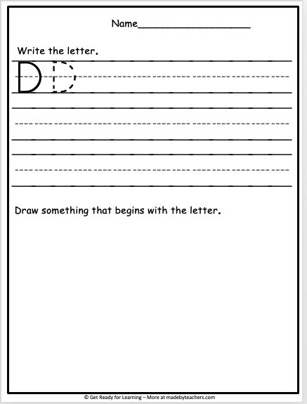 Free Letter D Writing Practice  Made By Teachers