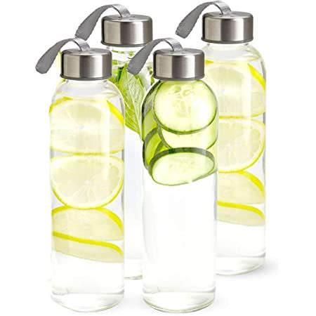Amazon Com Chef S Star Oz Clear Glass Water Bottles Reusable Glass Juicing Bottles With