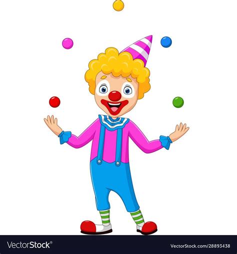 Happy Clown Juggling With Colorful Balls Vector Image On Vectorstock