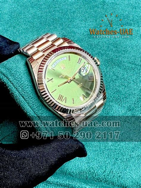 Rolex Day Date Green Dial Rose Gold Mm Watches Uae