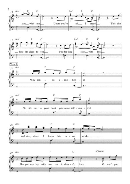 Easy Piano Stay With Me Sam Smith Free Music Sheet