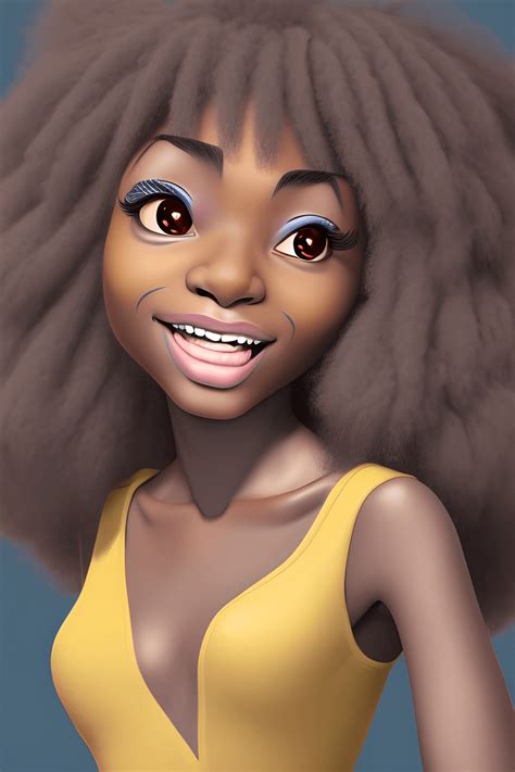 Gorgeous Dark Skinned Disney Cartoon Girl With Afro Hair Center Facing Artstation Trending