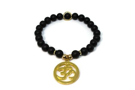 Gold Om Bracelet With Black Onyx For Men Meditation Bracelet Etsy