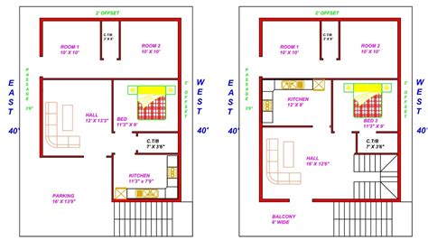 30 X 40 North Face Duplex House Plan With Rental And Owner Portion