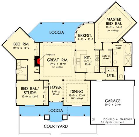 Southwest House Plan With Angled Master Suite 444263gdn