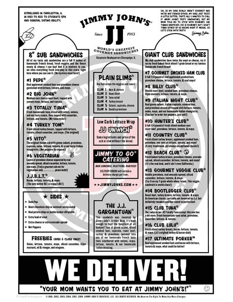 Printable Jimmy Johns Order Form Pdf Printable Form Templates And Letter