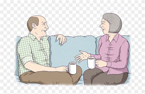 Two Old People Are Sitting On A Couch Talking Old People Talking