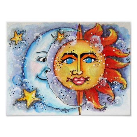 Celestial Sun And Moon Art Print And Poster Moon Painting Art Painting