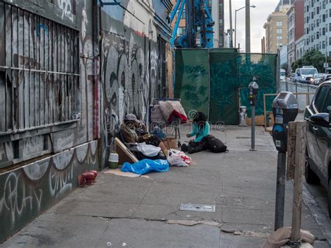 Homeless People Gather On The Streets Of San Francisco Editorial Image