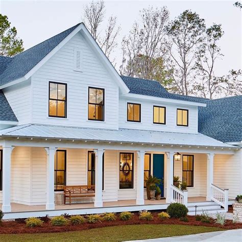 Home Bunch On Instagram Modern Farmhouse White Siding Black Windows