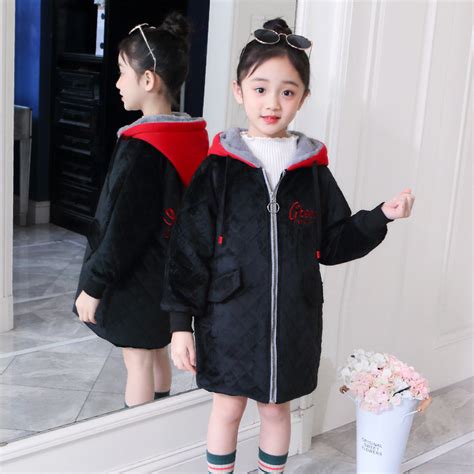 Jmffy Girls Coat Kids Hooded Winter Outerwear Children Jackets Clothing