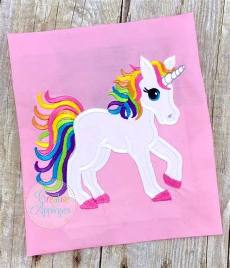 Hand embroidery patterns flowers hand embroidery videos embroidery stitches tutorial embroidery flowers pattern hand unicorn eyelashes unicorn cake topper decoration unicorn | etsy. Rainbow Unicorn Digital Machine Embroidery Applique Design 4