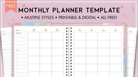 Free Printable Monthly Planner Template Printable Tem