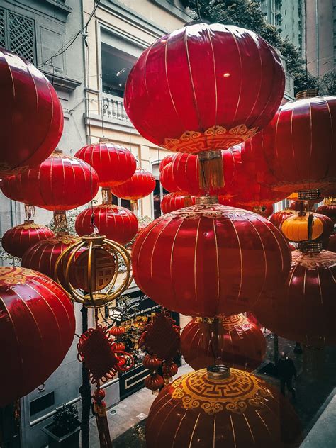 Traditional Chinese Lanterns Hanging On Street · Free Stock Photo