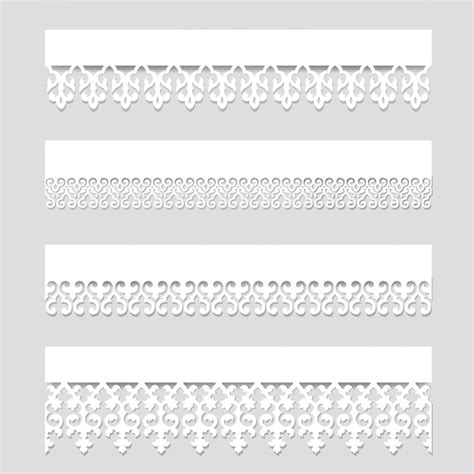 Premium Vector Set Of White Seamless Lace Borders With Shadows